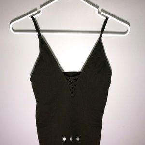 Skin tight army green tank top